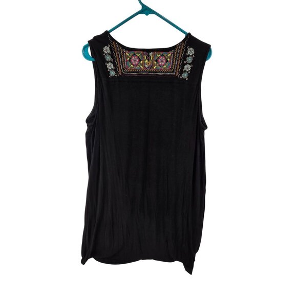 Adore Women's Sleeveless Mini Shift Dress Black Emboardary Size XL Boho Casual - Picture 4 of 6